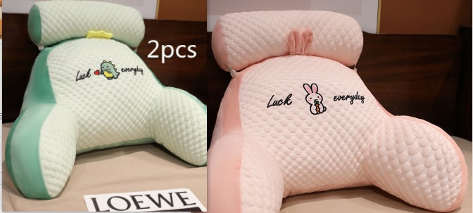 Lumbar Support Pillow with Reading Backrest Armrests and Detachable Neck Roll for Bed - Image 29
