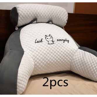 Lumbar Support Pillow with Reading Backrest Armrests and Detachable Neck Roll for Bed - Image 31