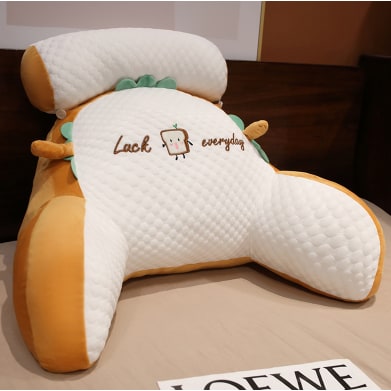 Lumbar Support Pillow with Reading Backrest Armrests and Detachable Neck Roll for Bed - Image 34