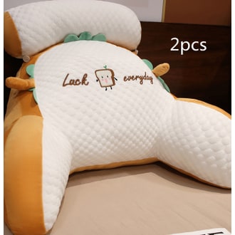 Lumbar Support Pillow with Reading Backrest Armrests and Detachable Neck Roll for Bed - Image 44