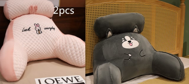Lumbar Support Pillow with Reading Backrest Armrests and Detachable Neck Roll for Bed - Image 4