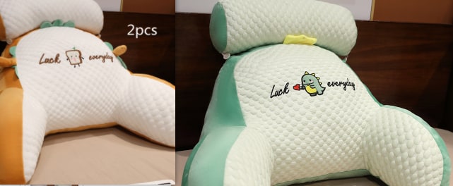 Lumbar Support Pillow with Reading Backrest Armrests and Detachable Neck Roll for Bed - Image 50