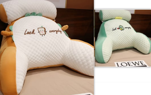 Lumbar Support Pillow with Reading Backrest Armrests and Detachable Neck Roll for Bed - Image 51