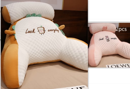 Lumbar Support Pillow with Reading Backrest Armrests and Detachable Neck Roll for Bed - Image 54