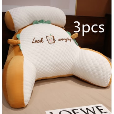 Lumbar Support Pillow with Reading Backrest Armrests and Detachable Neck Roll for Bed - Image 58