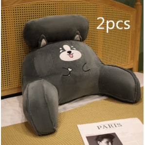 Lumbar Support Pillow with Reading Backrest Armrests and Detachable Neck Roll for Bed - Image 59