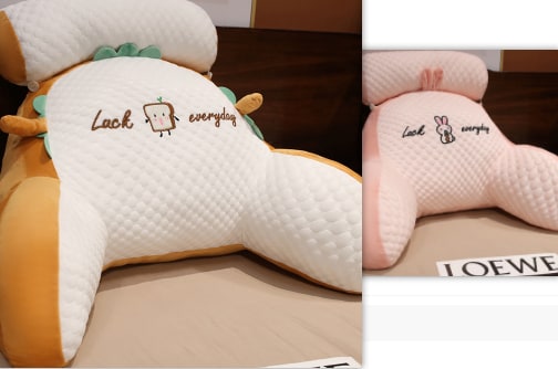 Lumbar Support Pillow with Reading Backrest Armrests and Detachable Neck Roll for Bed - Image 8