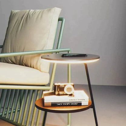 Bedside Table Lamp Compact Double-Layer Side Table