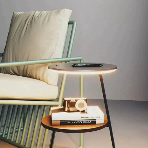Bedside Table Lamp Compact Double-Layer Side Table