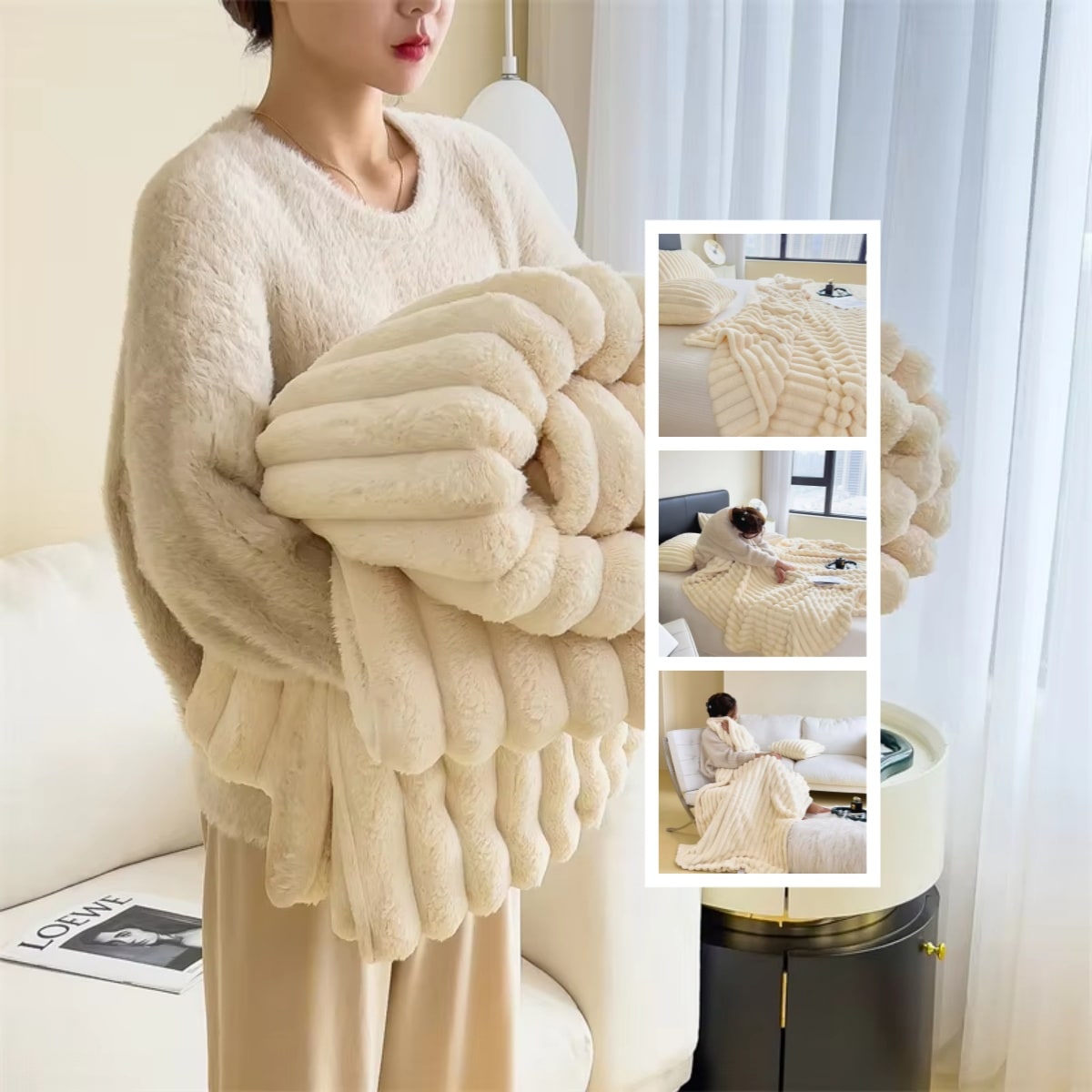 Luxury Faux Fur Throw Blanket with Double-Sided Plush Pile and Matching Pillowcase - Image 14
