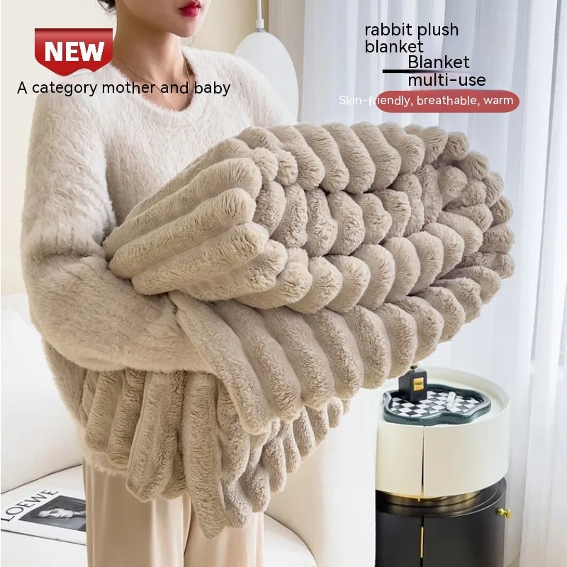 Luxury Faux Fur Throw Blanket with Double-Sided Plush Pile and Matching Pillowcase - Image 6