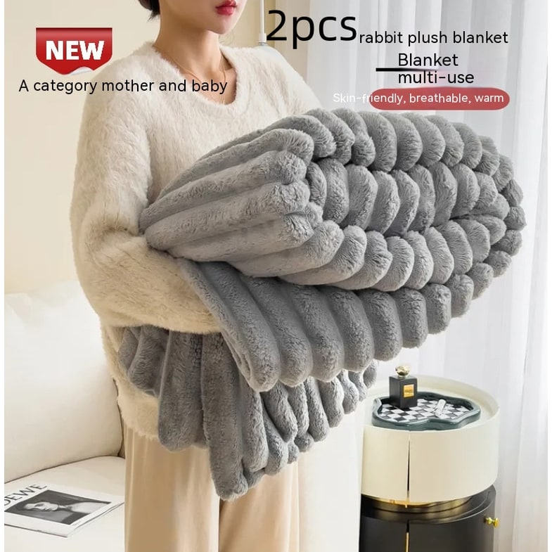 Luxury Faux Fur Throw Blanket with Double-Sided Plush Pile and Matching Pillowcase - Image 7