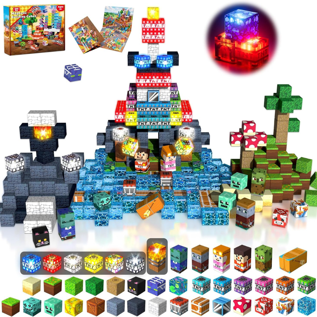 Magnetic Building Blocks and Cubes with Light-Up LED Pieces for Toys - Image 2