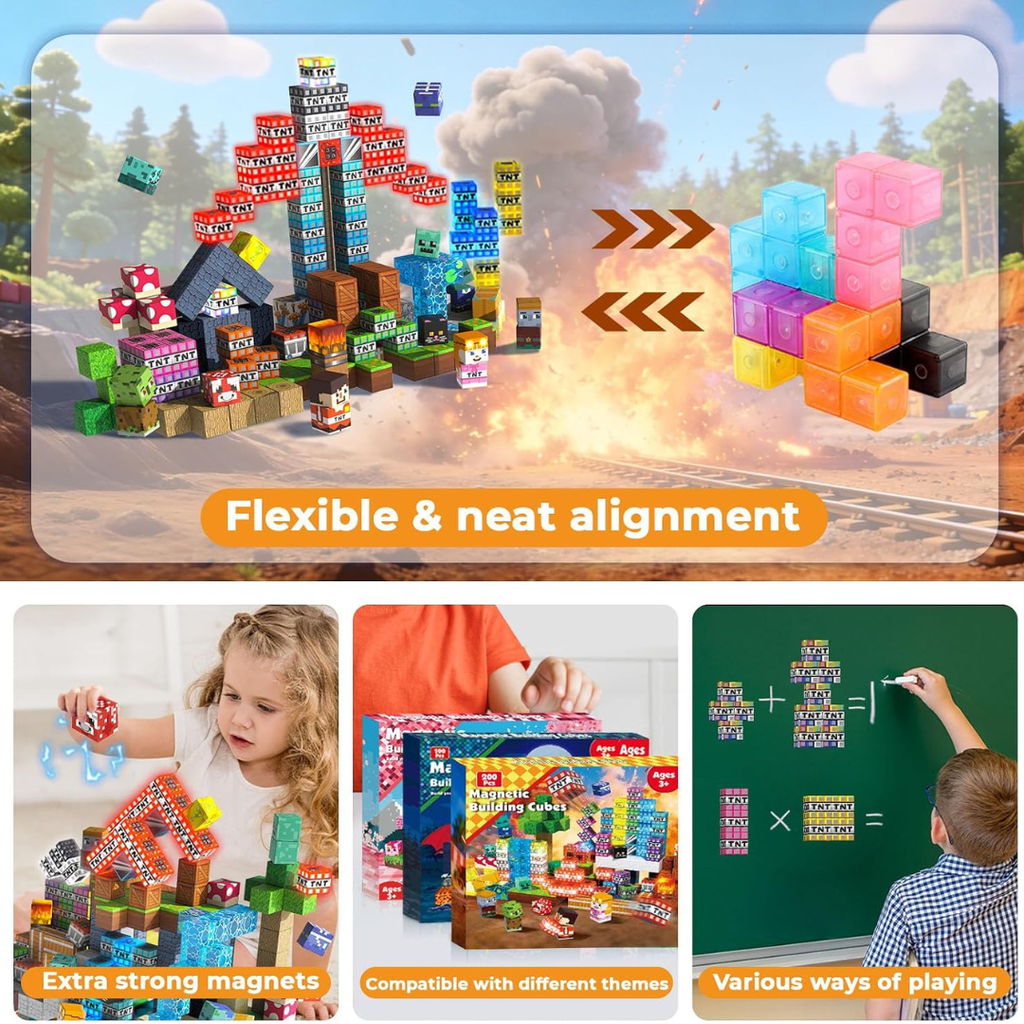 Magnetic Building Blocks and Cubes with Light-Up LED Pieces for Toys - Image 6