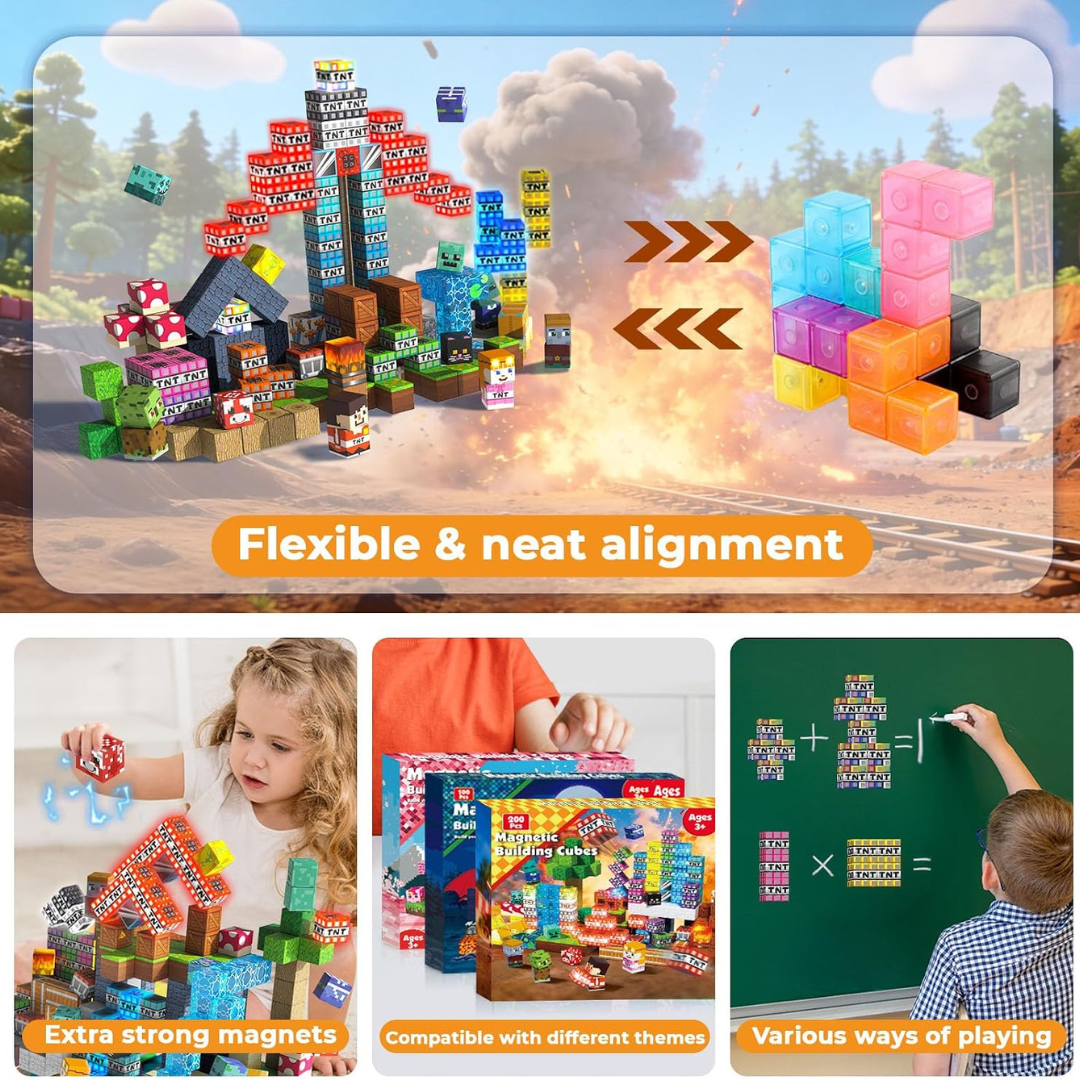 Magnetic Building Blocks and Cubes with Light-Up LED Pieces for Toys - Image 6