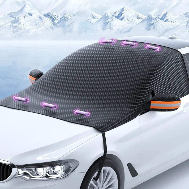 Magnetic Car Windshield Snow Cover with Side Mirror Protectors and Reflective Stripes - Image 1
