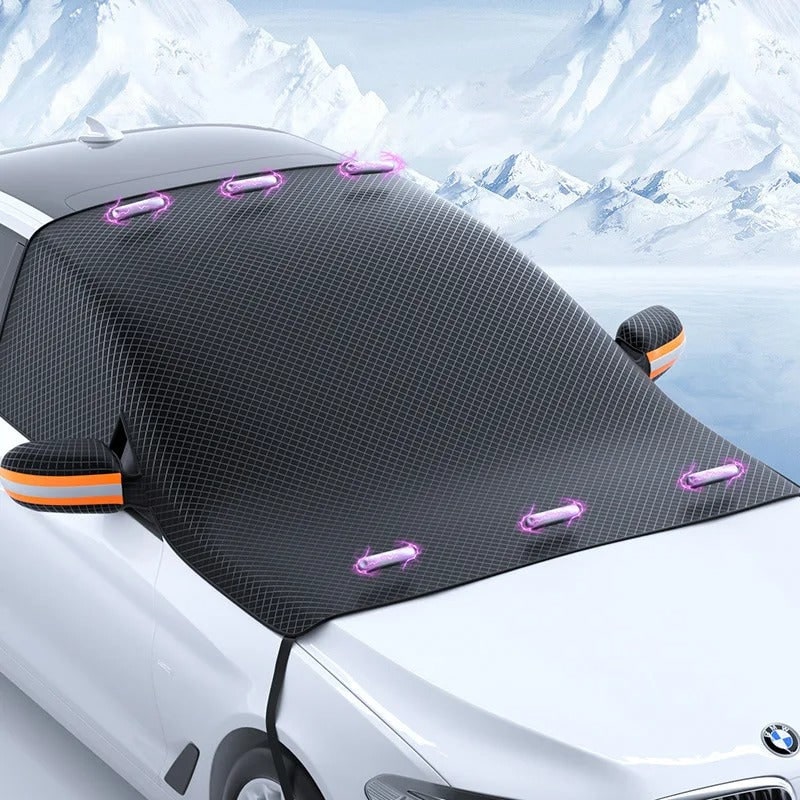 Magnetic Car Windshield Snow Cover with Side Mirror Protectors and Reflective Stripes - Image 2