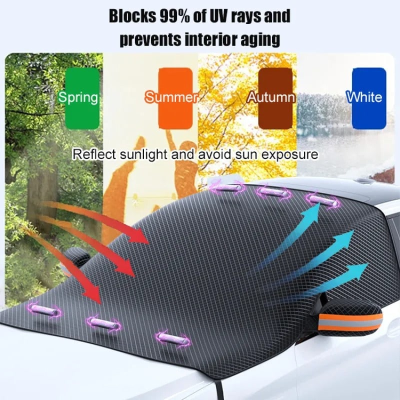 Magnetic Car Windshield Snow Cover with Side Mirror Protectors and Reflective Stripes - Image 5