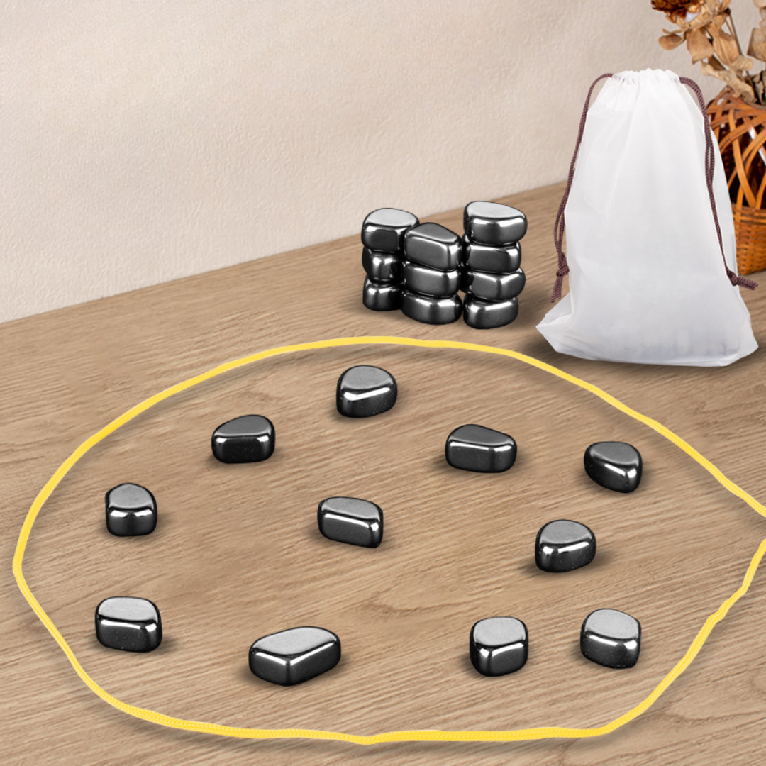 Magnetic Chess Game Portable Travel Stone Pieces Drawstring Storage Bag Set - Image 1