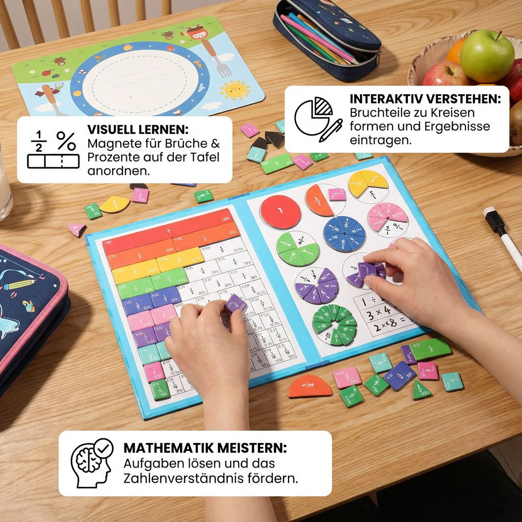 Magnetic Fraction Tiles and Circles with Wipe-Clean Book and Dry-Erase Marker - Image 3