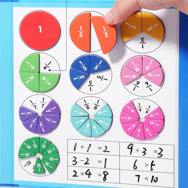 Magnetic Fraction Tiles and Circles with Wipe-Clean Book and Dry-Erase Marker - Image 9