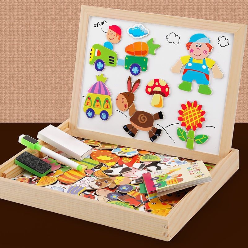 Magnetic Puzzle Board and Drawing with Double-Sided Sketch Surface for Portable Table - Image 4