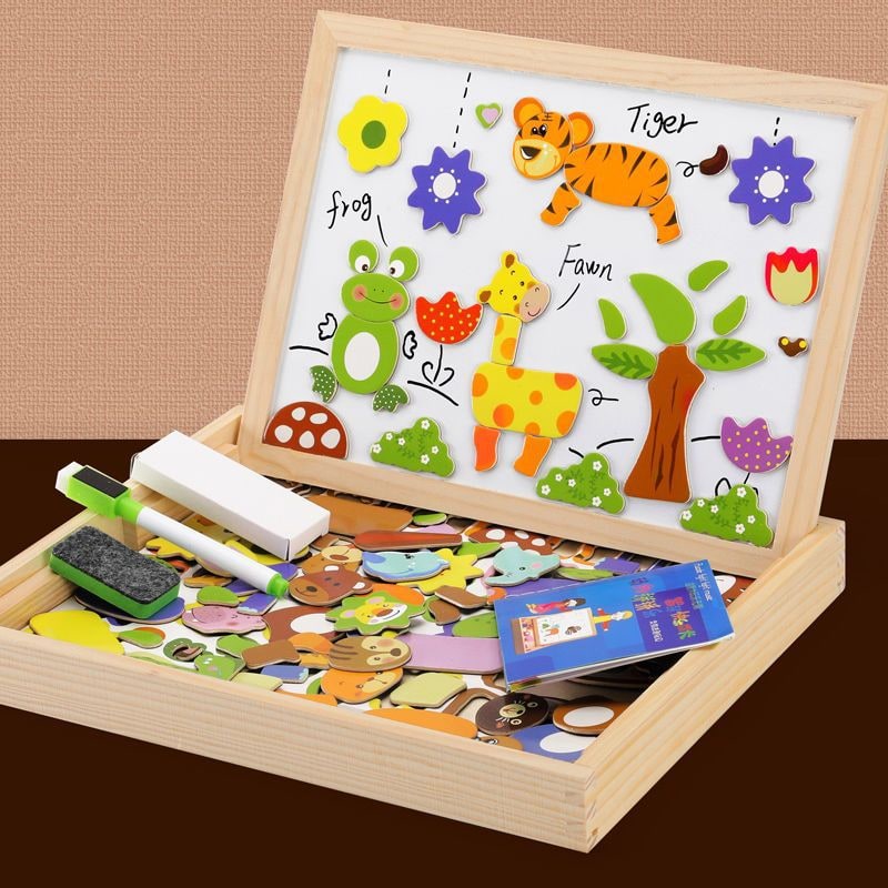 Magnetic Puzzle Board and Drawing with Double-Sided Sketch Surface for Portable Table - Image 5