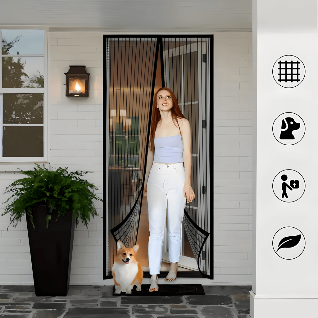 Magnetic Screen Door with Self-Closing Mesh and Hands-Free Pet Entry for Doorways - Image 2