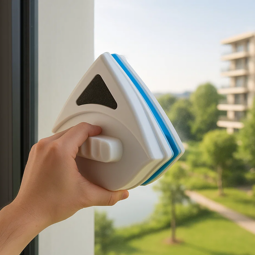 Magnetic Window Cleaner Squeegee with Double-Sided Cleaning and Replaceable Pads Pink - Image 1