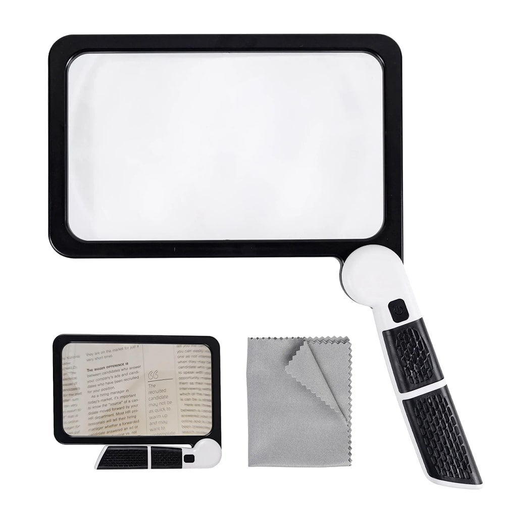 Magnifying Glass LED Reading Handheld Rectangular Foldable Portable Non Slip Magnifier - Image 4