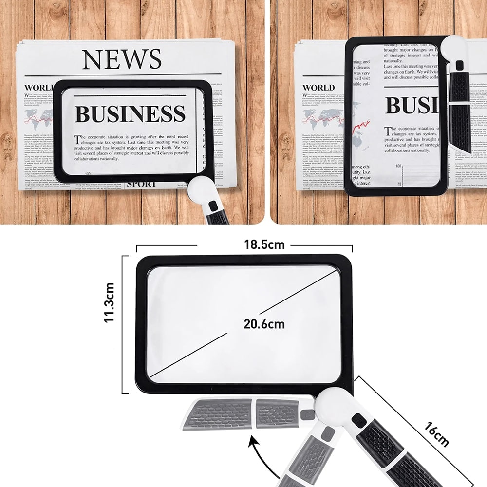 Magnifying Glass LED Reading Handheld Rectangular Foldable Portable Non Slip Magnifier - Image 5