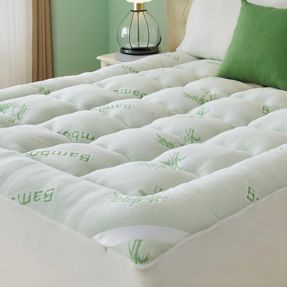Mattress Topper Pad Quilted Pillowtop Bamboo Elastic Straps Protector Waterproof - Image 4