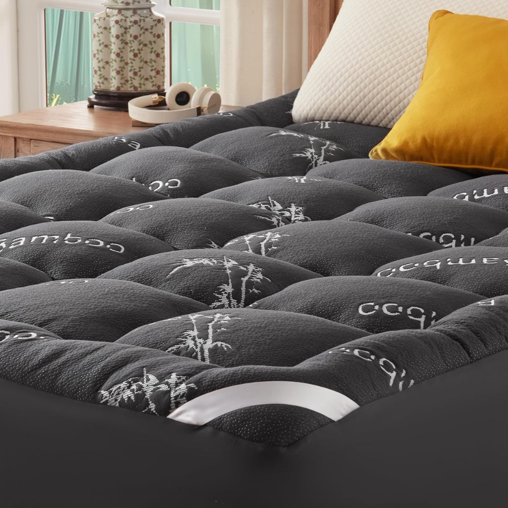 Mattress Topper Pad Quilted Pillowtop Bamboo Elastic Straps Protector Waterproof - Image 5