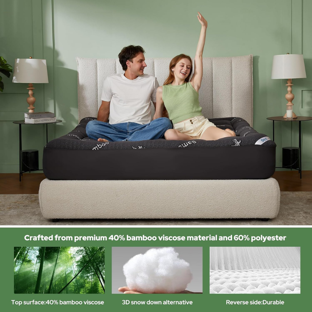 Mattress Topper Pad Quilted Pillowtop Bamboo Elastic Straps Protector Waterproof - Image 7