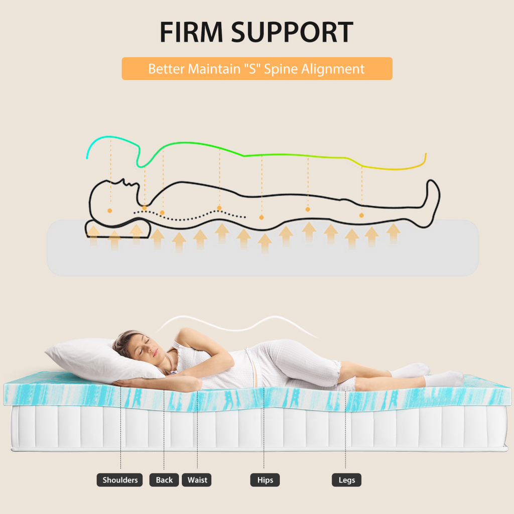 Memory Foam Mattress Topper with Cooling Gel Pressure Relief for Twin Queen and Beds - Image 2