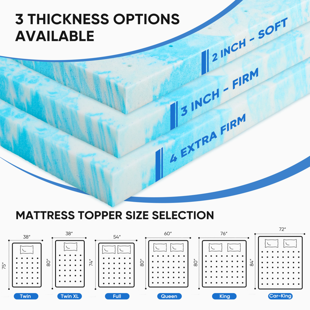 Memory Foam Mattress Topper with Cooling Gel Pressure Relief for Twin Queen and Beds - Image 5