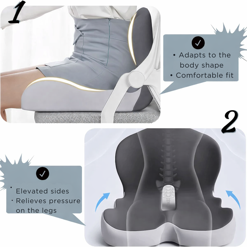 Memory Foam Seat Cushion Office Chair Ergonomic Contoured Lumbar Support Non Slip - Image 4