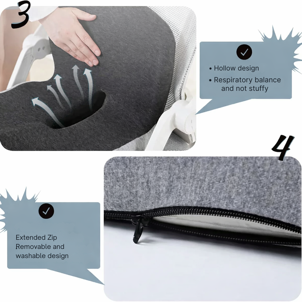 Memory Foam Seat Cushion Office Chair Ergonomic Contoured Lumbar Support Non Slip - Image 5