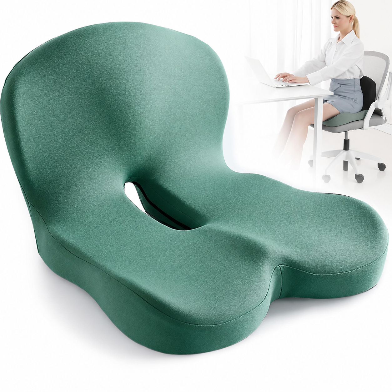 Memory Foam Seat Cushion Office Chair Ergonomic Contoured Lumbar Support Non Slip - Image 6