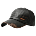 Mens Baseball Cap Leather Curved Brim Six Panel Stitched Faux - Image 1