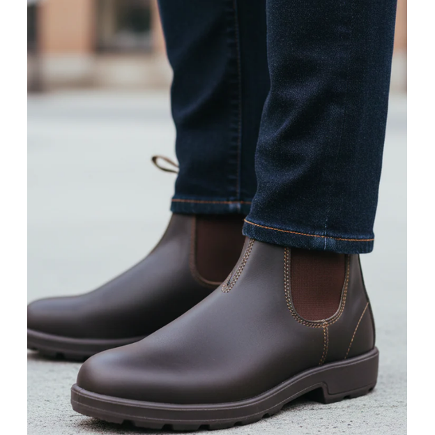 Men's Chelsea Boots with Leather Upper Elastic Side Panels and Lug Sole - Image 2