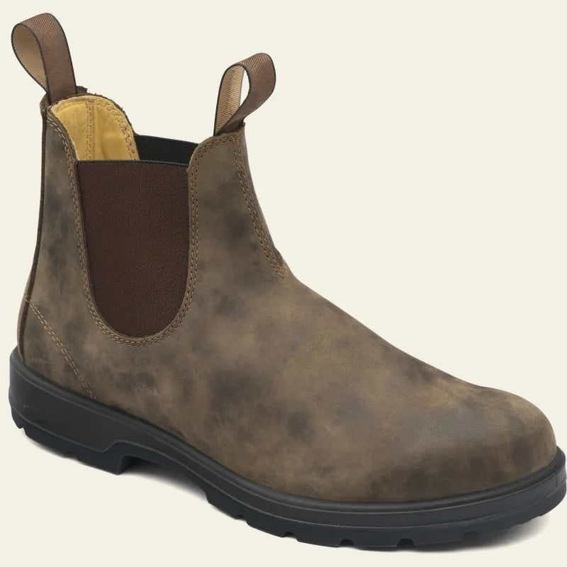 Men's Chelsea Boots with Leather Upper Elastic Side Panels and Lug Sole - Image 3