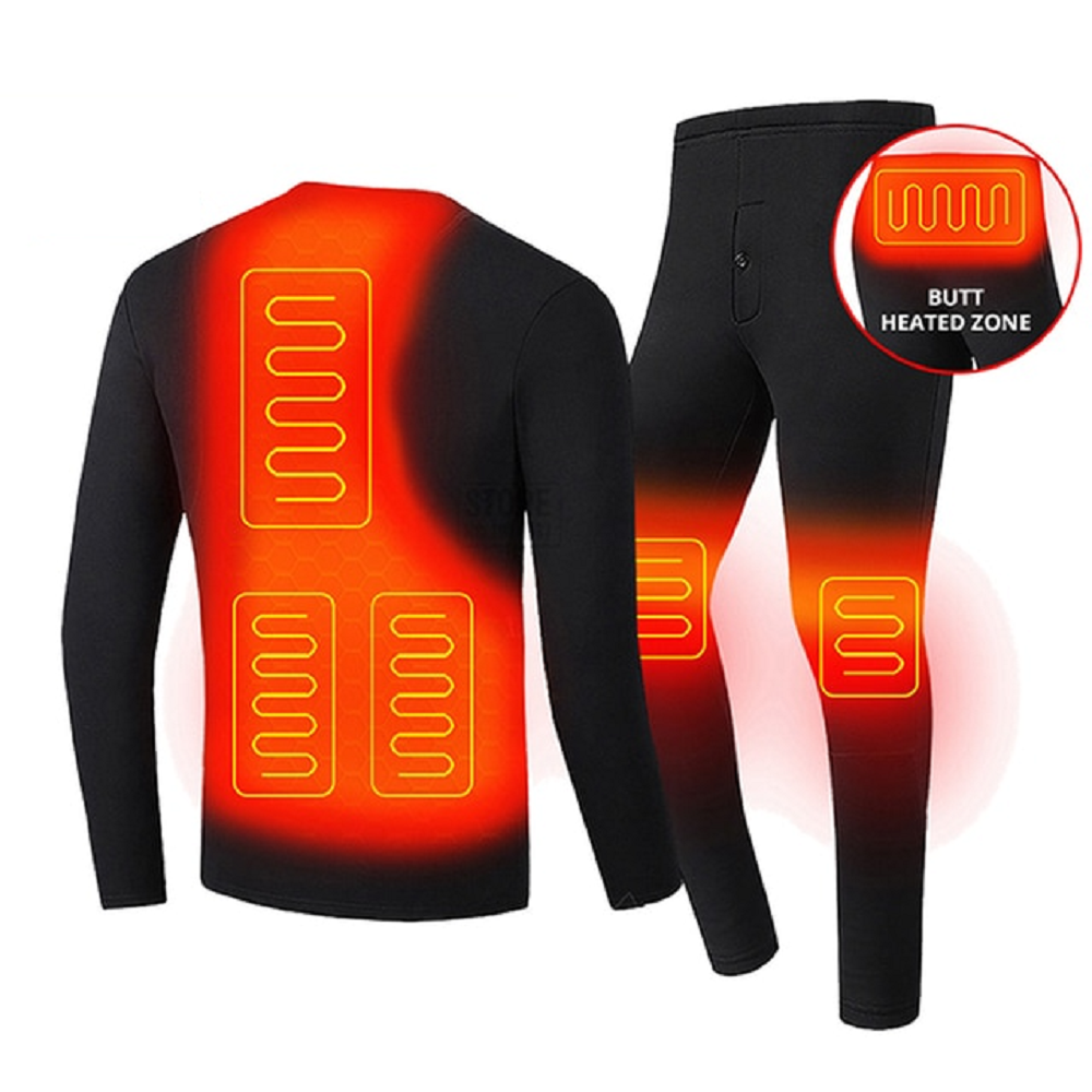 Men's Electric Heated Long Johns Thermal Underwear Set with USB Power and Flatlock Seams - Image 1