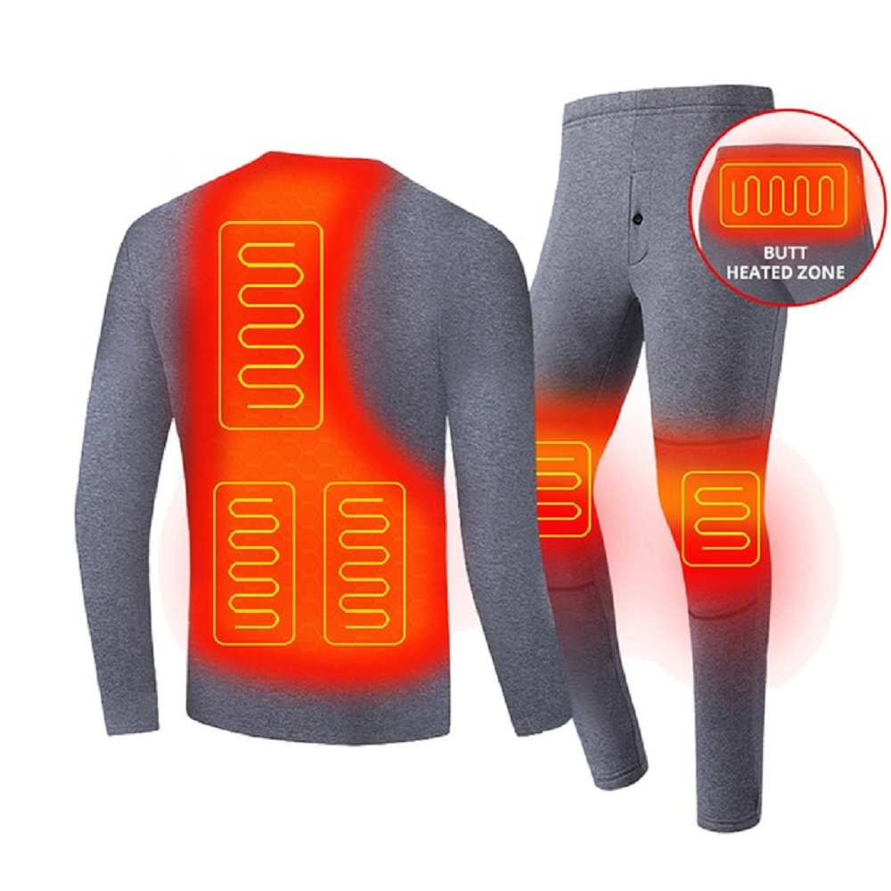 Men's Electric Heated Long Johns Thermal Underwear Set with USB Power and Flatlock Seams - Image 3