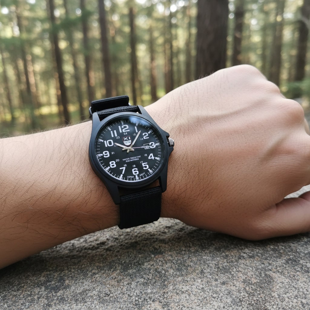 Men's Field Watch Tactical Analog with Nylon Strap Military Scale for Outdoor Adventure - Image 1
