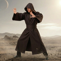 Men's Halloween Cosplay Jedi Costume with Hooded Robe Tunic Pants and Belt Set for Adults - Image 1