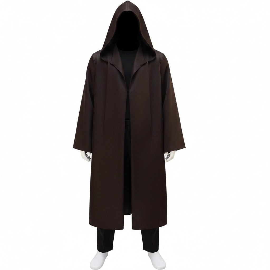 Men's Halloween Cosplay Jedi Costume with Hooded Robe Tunic Pants and Belt Set for Adults - Image 2