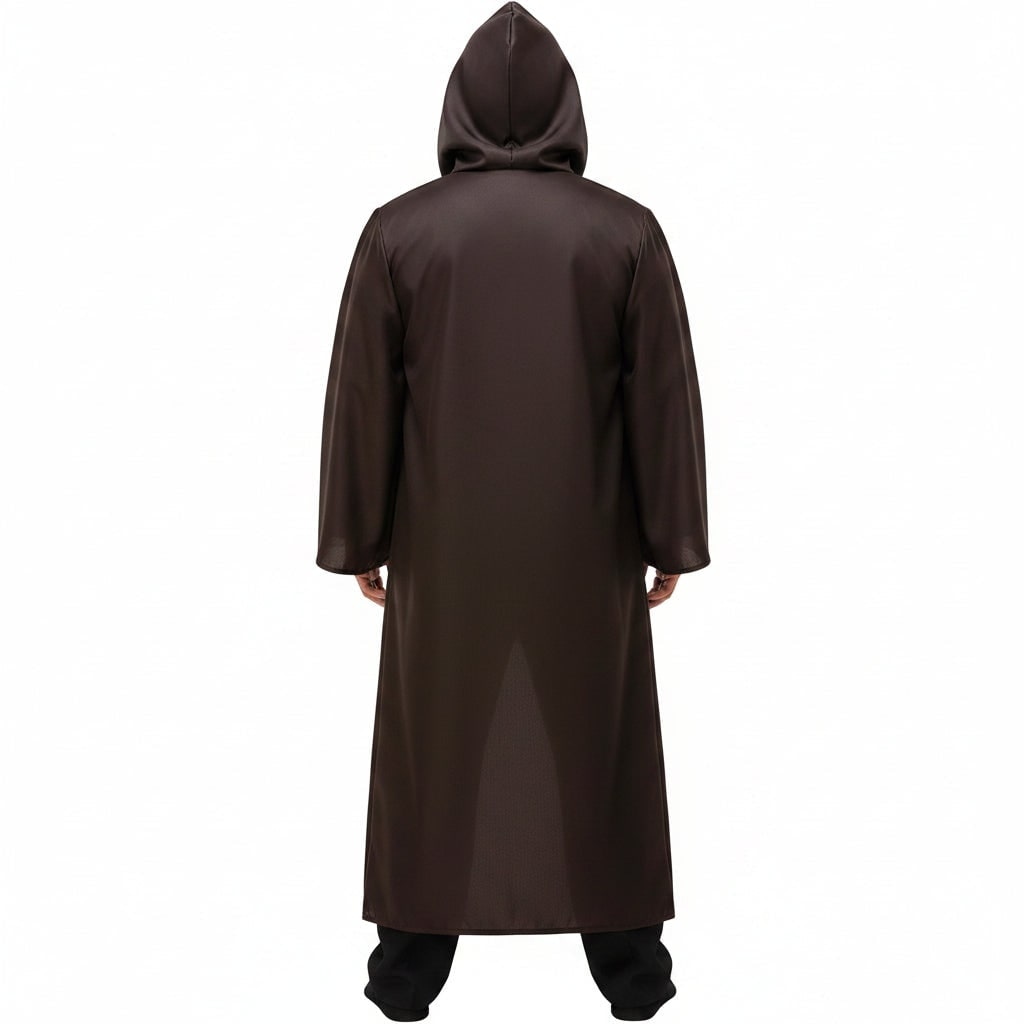 Men's Halloween Cosplay Jedi Costume with Hooded Robe Tunic Pants and Belt Set for Adults - Image 4