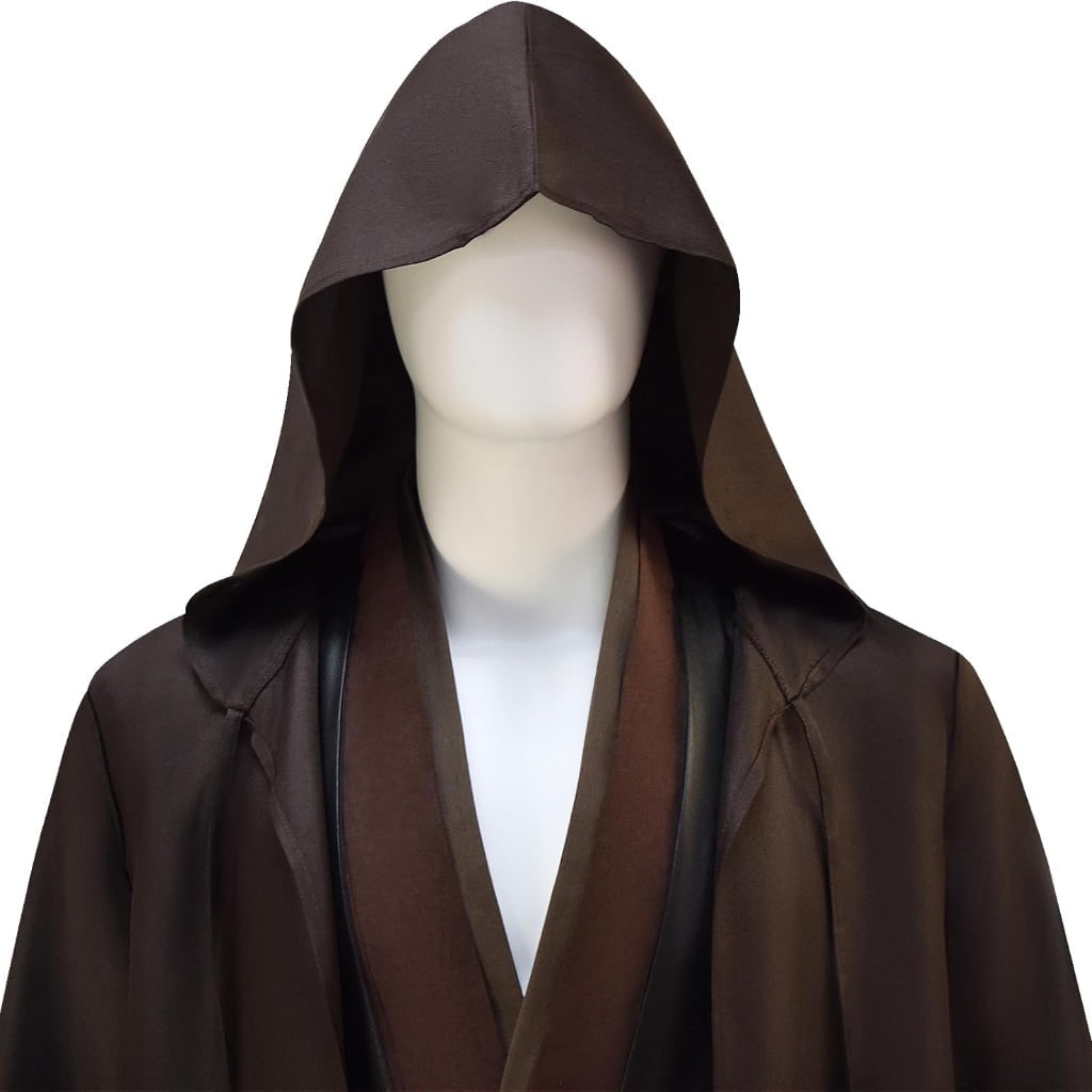 Men's Halloween Cosplay Jedi Costume with Hooded Robe Tunic Pants and Belt Set for Adults - Image 5