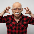 Men's Halloween Costume Mask Old Man with Realistic Latex and White Mustache for Party and Haunted House - Image 1